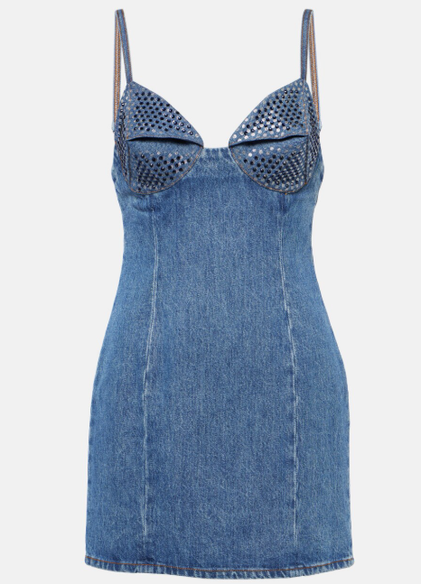 Area Crystal-Embellished Denim Minidress