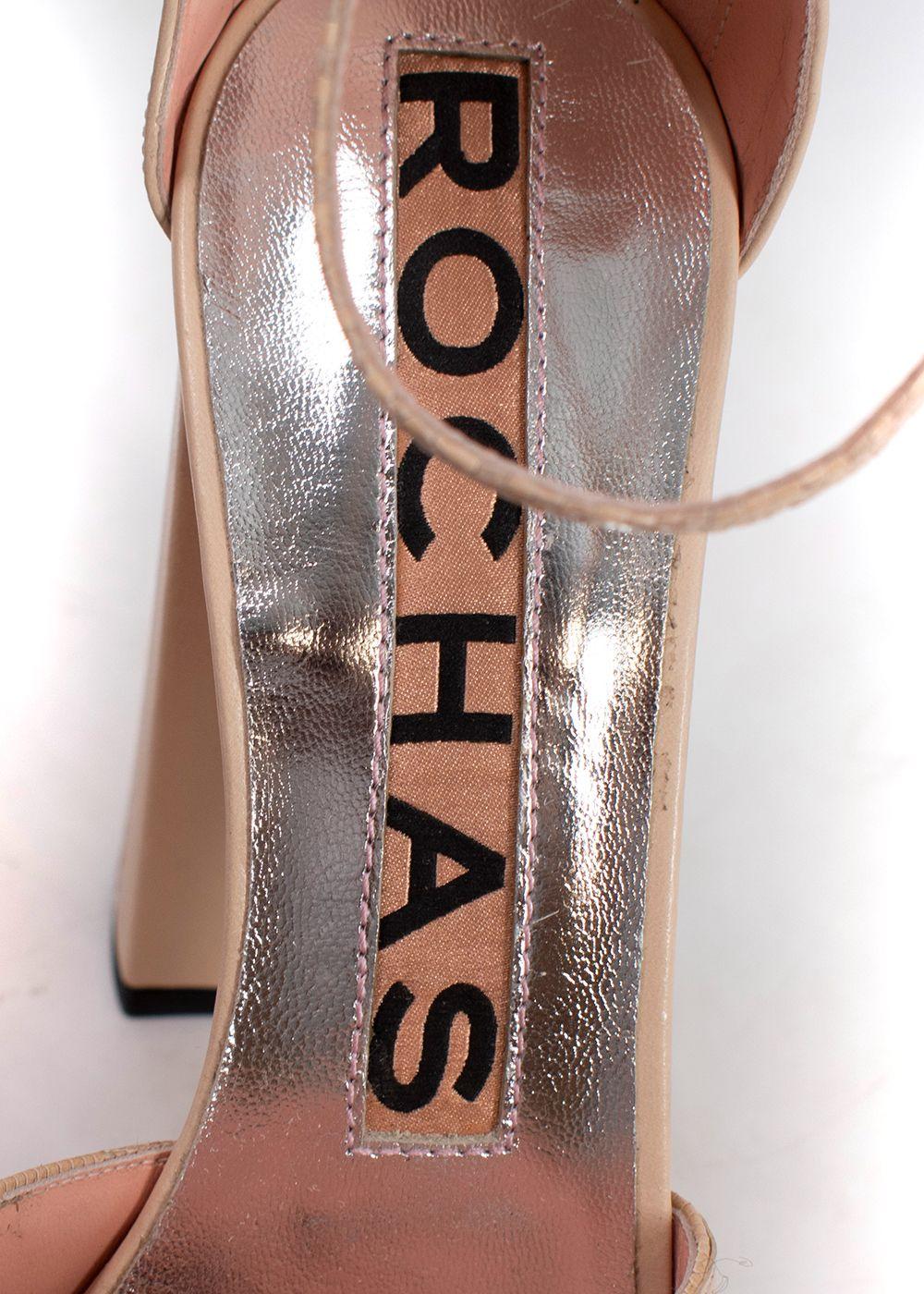Rochas Nude Leather Platform Heels