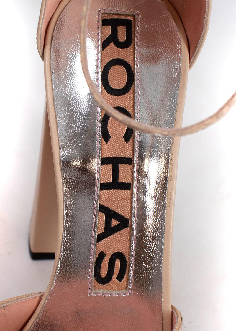 Rochas Nude Leather Platform Heels
