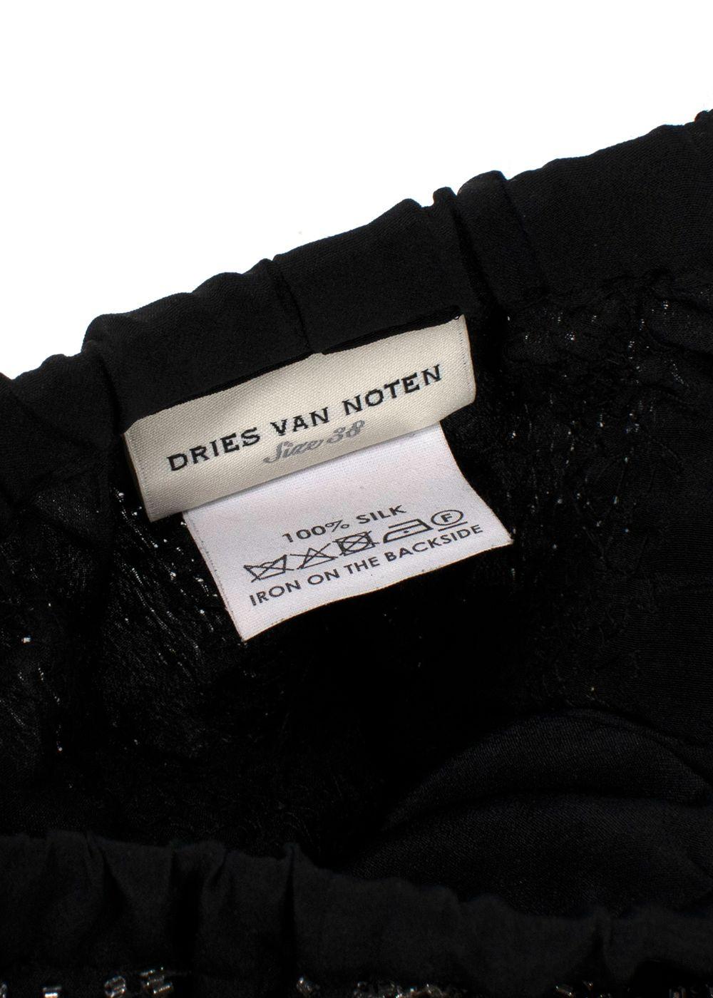 Dries Van Noten Black Silk Sequin Embellished Trousers