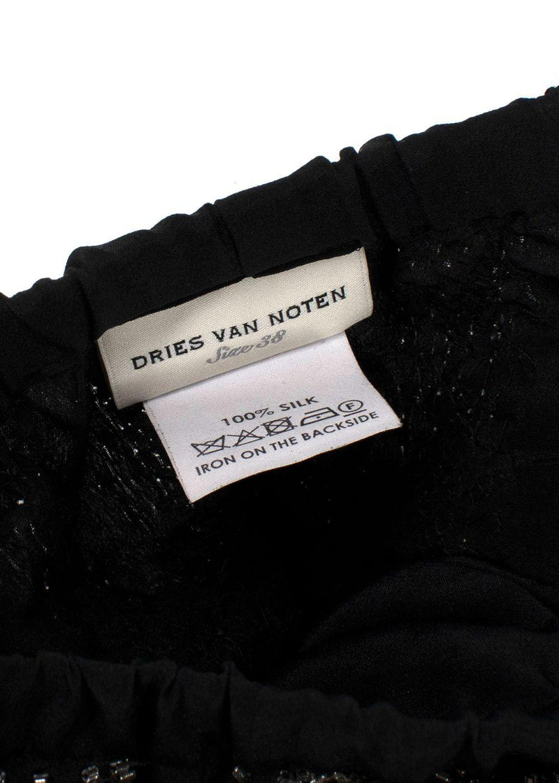 Dries Van Noten Black Silk Sequin Embellished Trousers