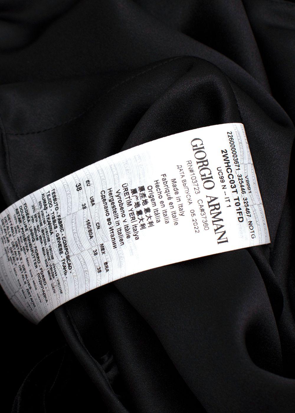 Giorgio Armani Black Gathered Velvet Blouse