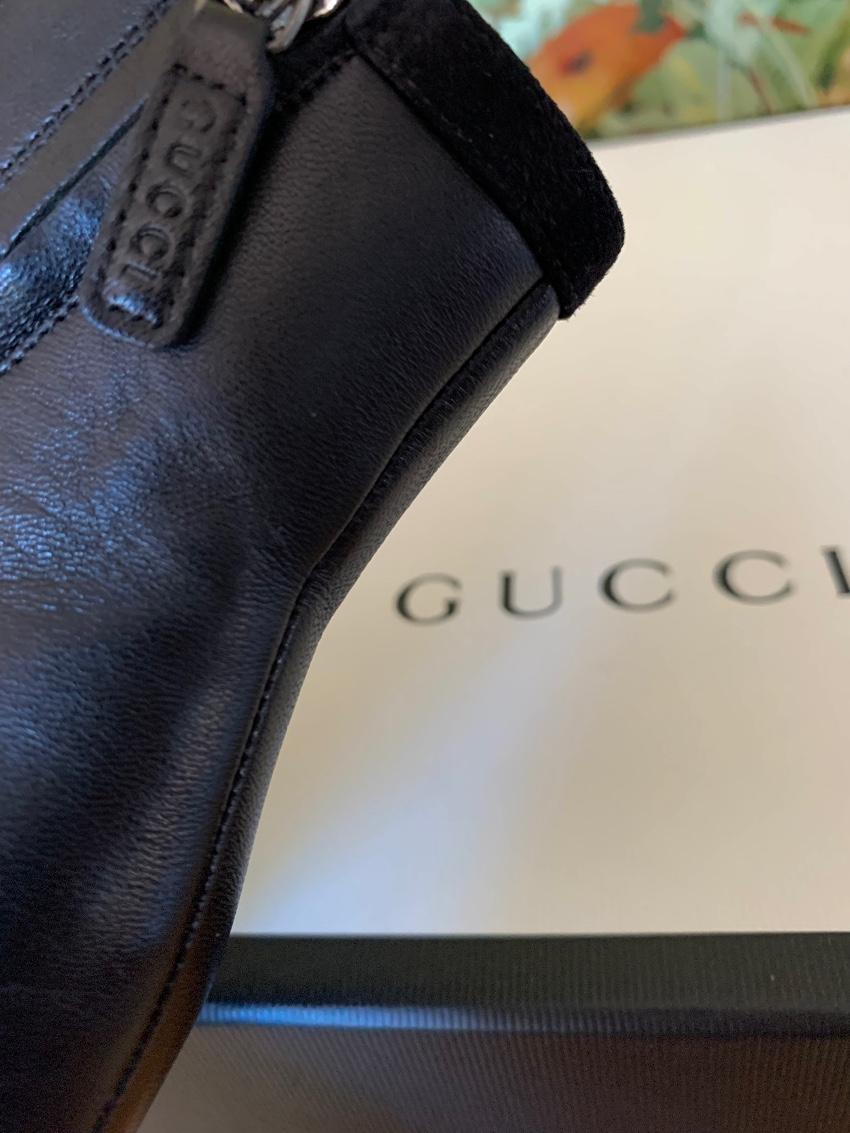 Gucci Black Strappy Cone Heel Booties
