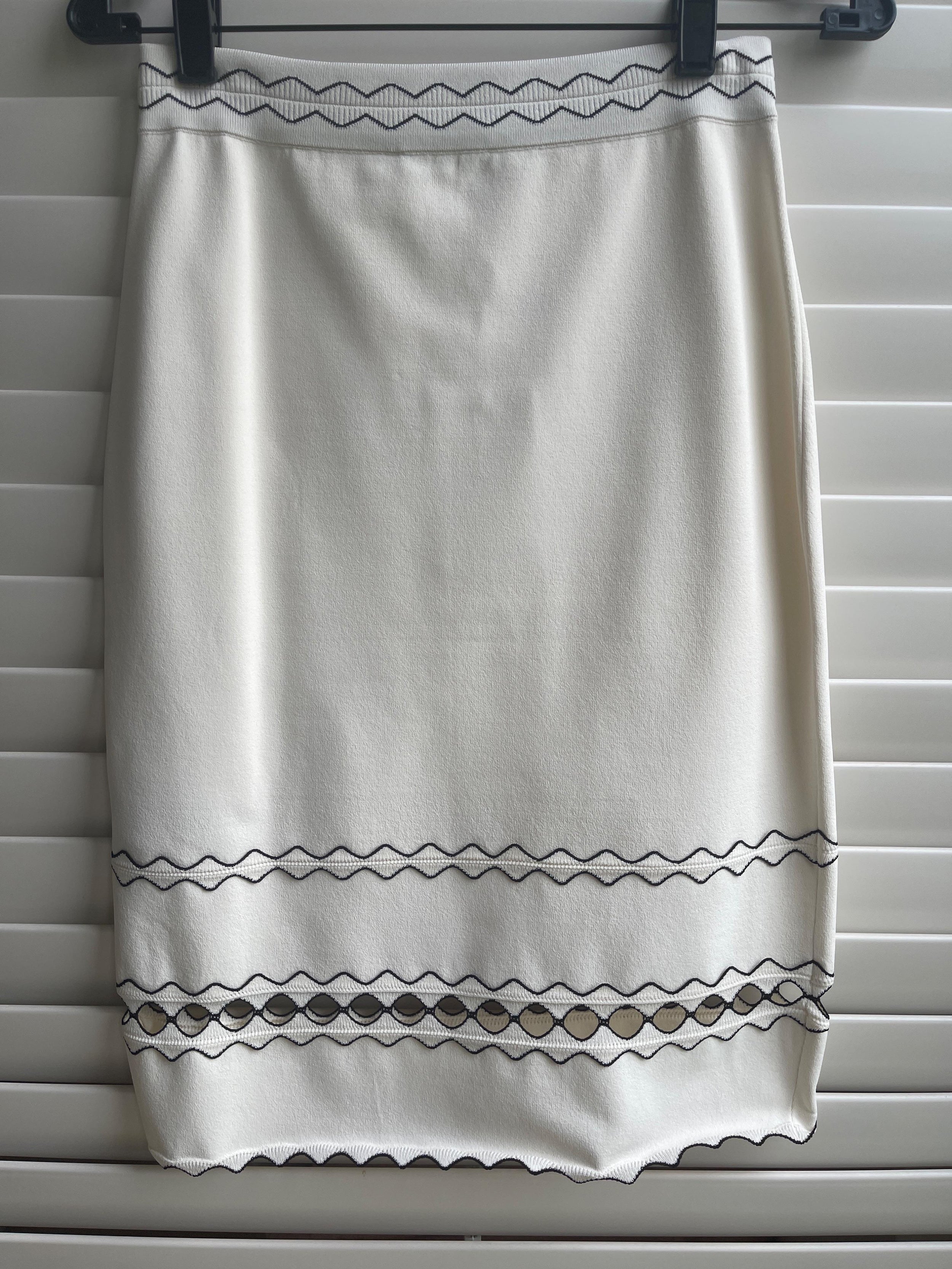 Alexander McQueen White Cut Out Midi Skirt