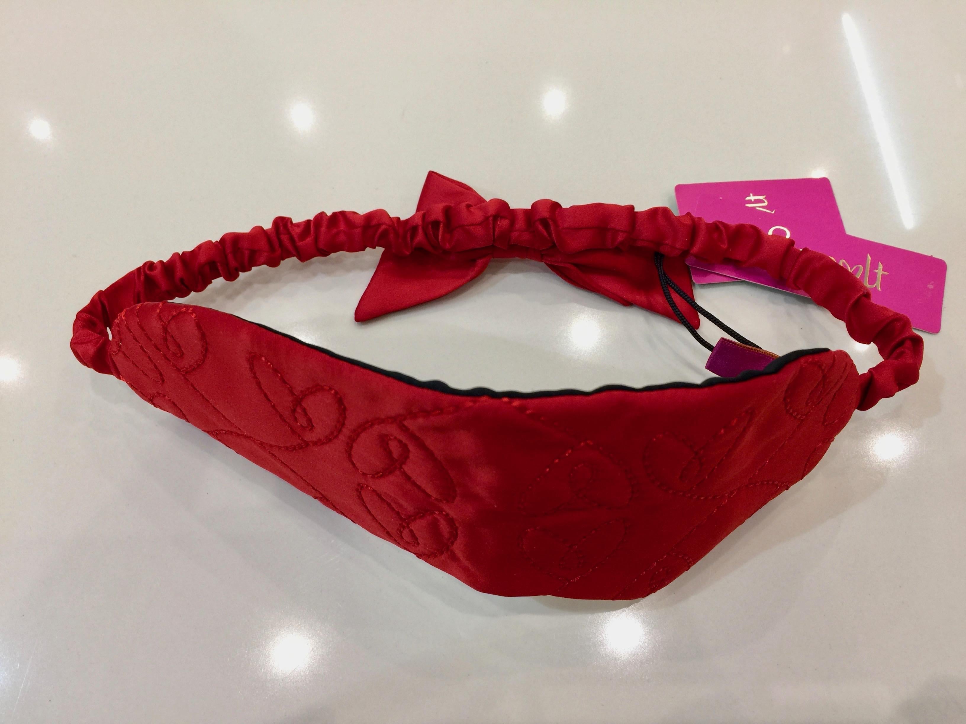Couture Rouge Satin Embroidered Hearts Eye Mask