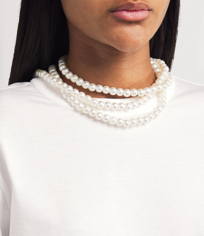Carven Faux Pearl-Neck T-Shirt