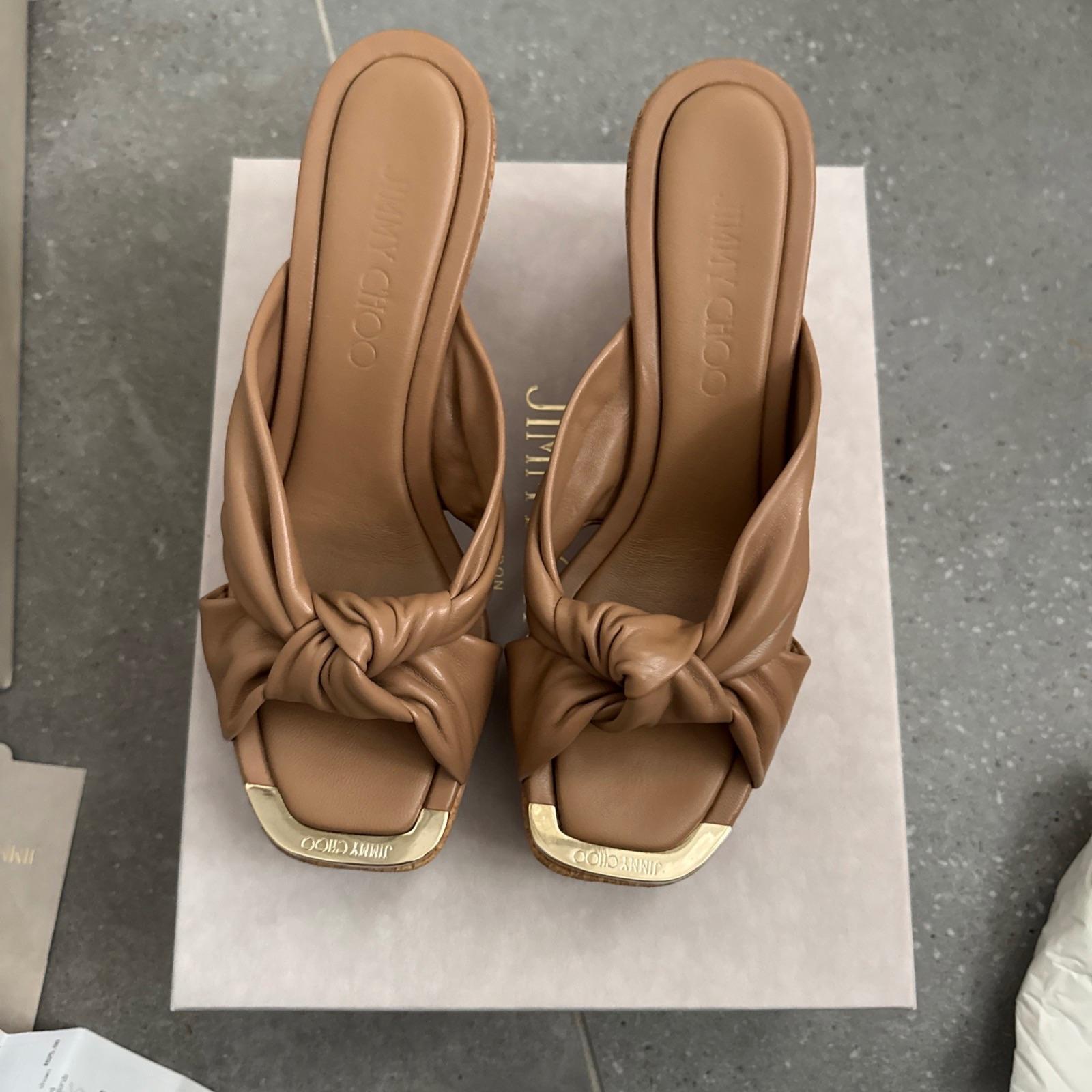 Jimmy Choo Tan 110 Cork Wedges
