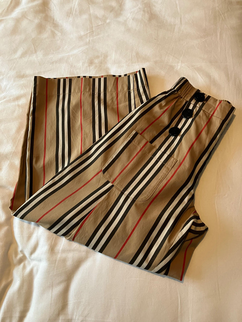 Burberry Kids Striped High Waisted Trousers