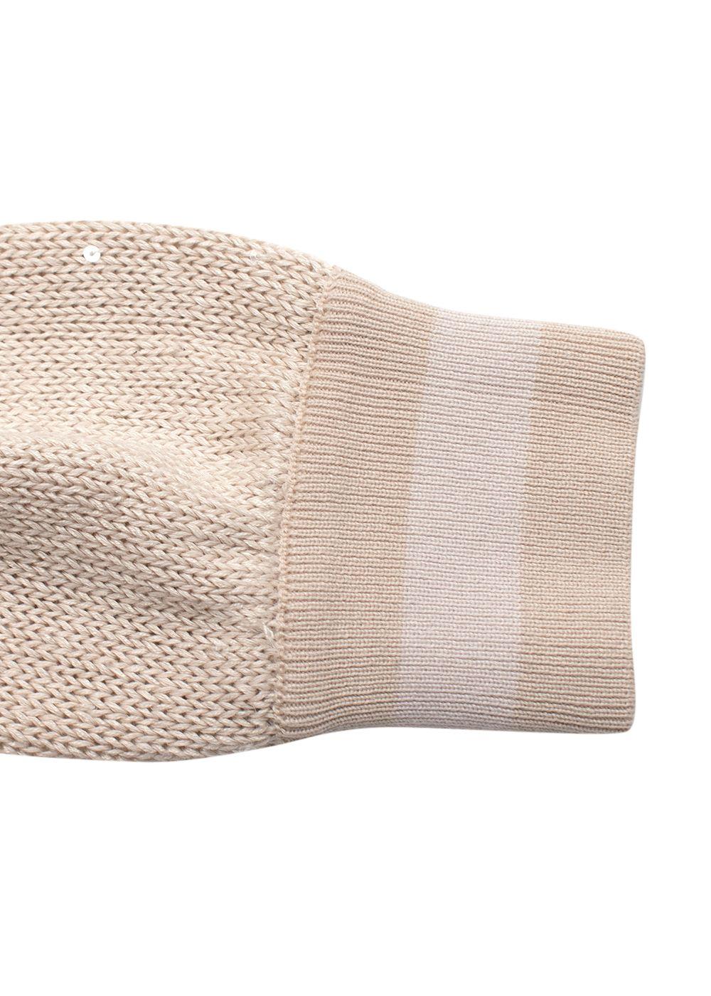 Brunello Cucinelli Beige Knit Sleeve Jersey Bomber Jacket