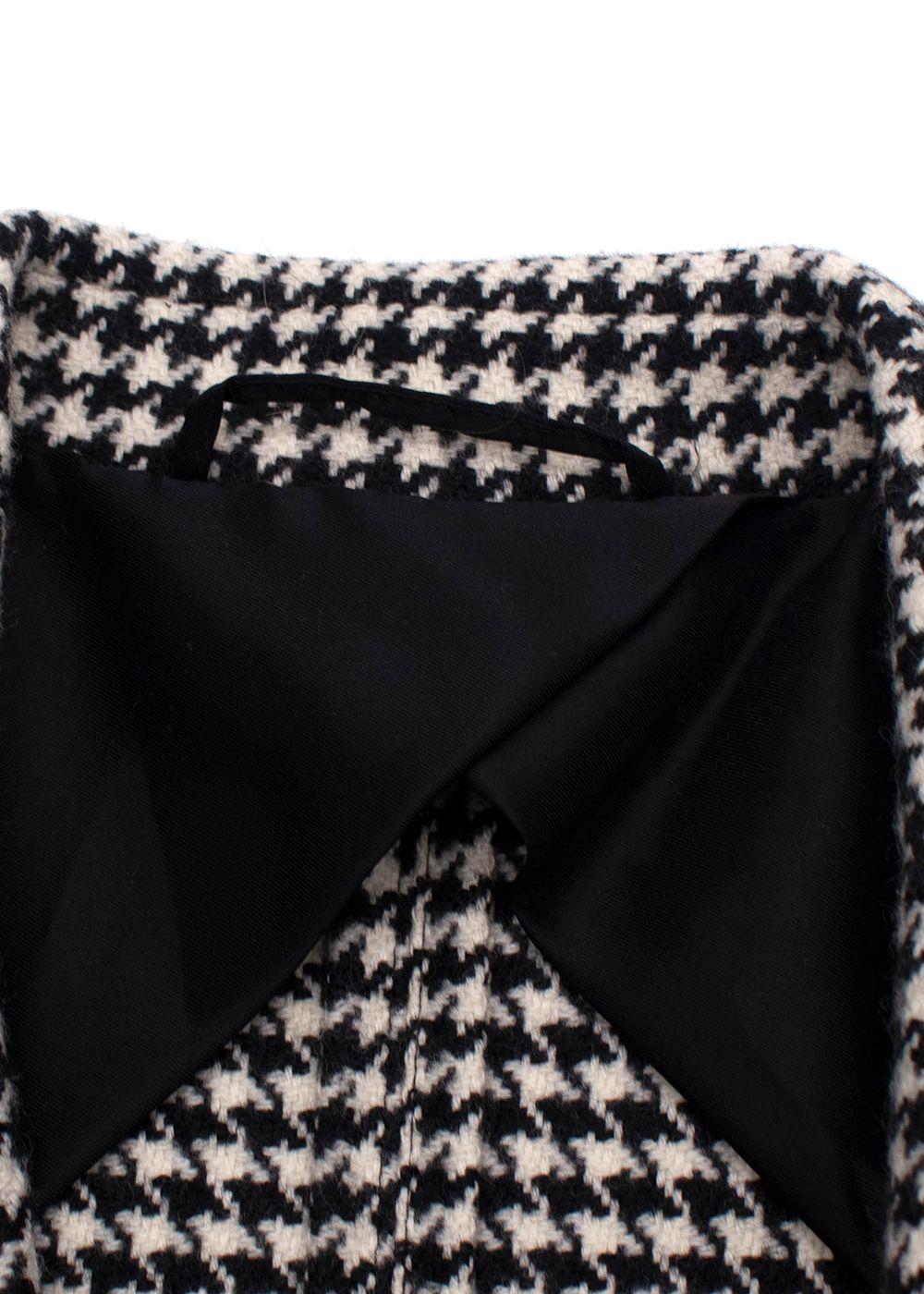 MaxMara Black And White Houndstooth Single Breasted Wool Blazer