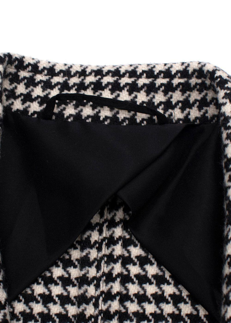 MaxMara Black And White Houndstooth Single Breasted Wool Blazer