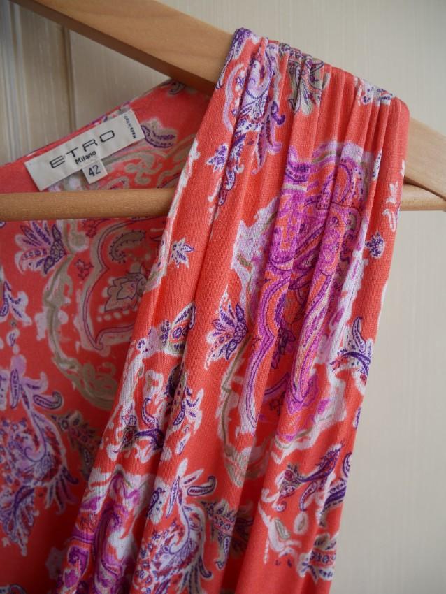 Etro Paisley Print Sleeveless Draped Dress
