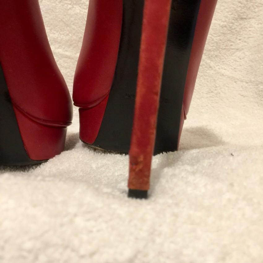 Saint Laurent Red Janis Platform Leather Pumps