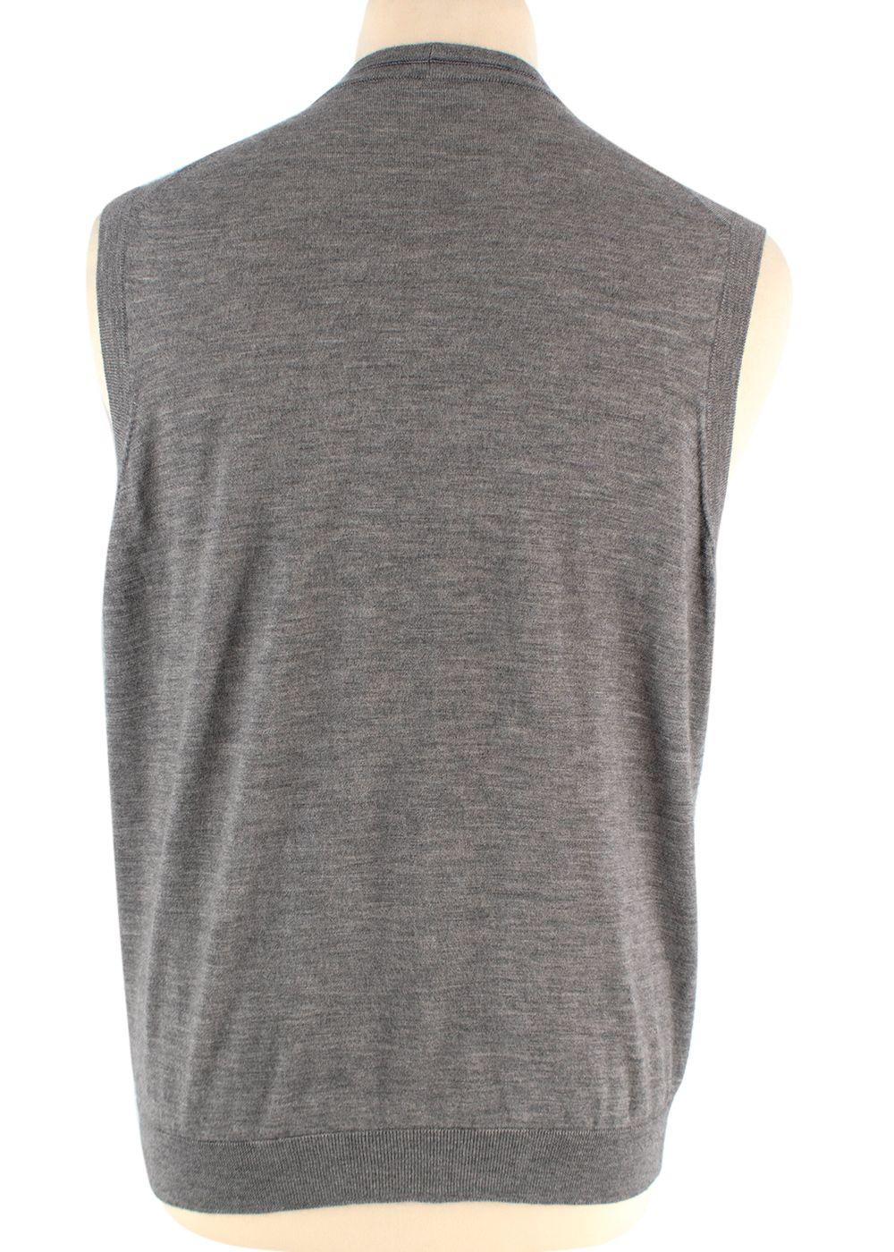 Brunello Cucinelli Grey Cashmere Blend Sweater Vest