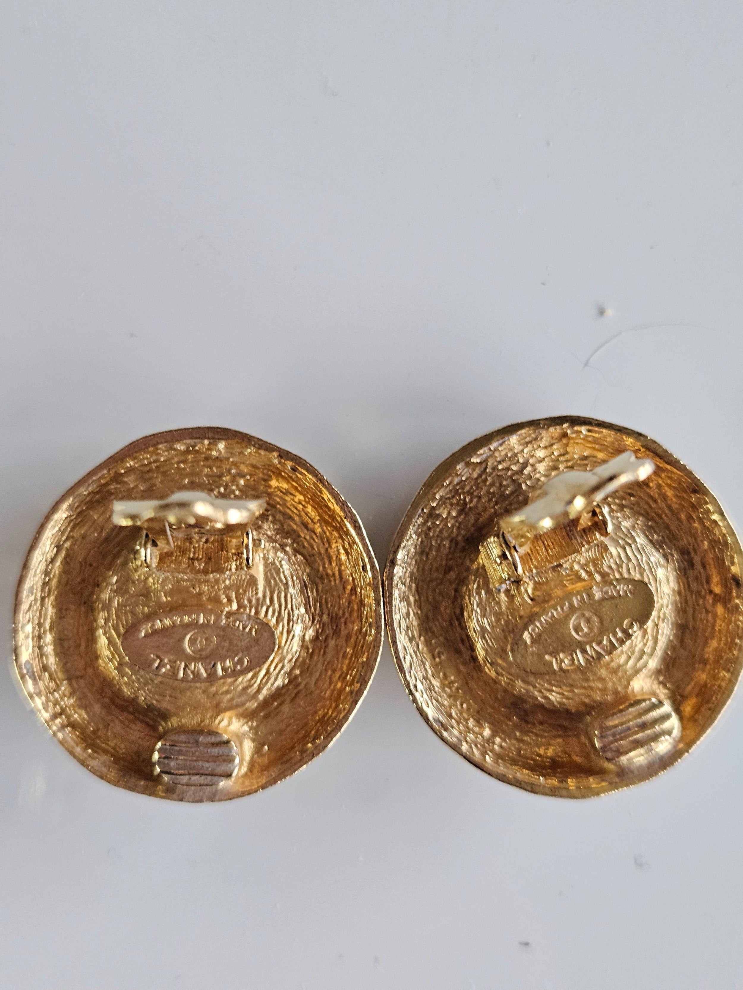 Chanel Vintage Cabochon Clip Earrings