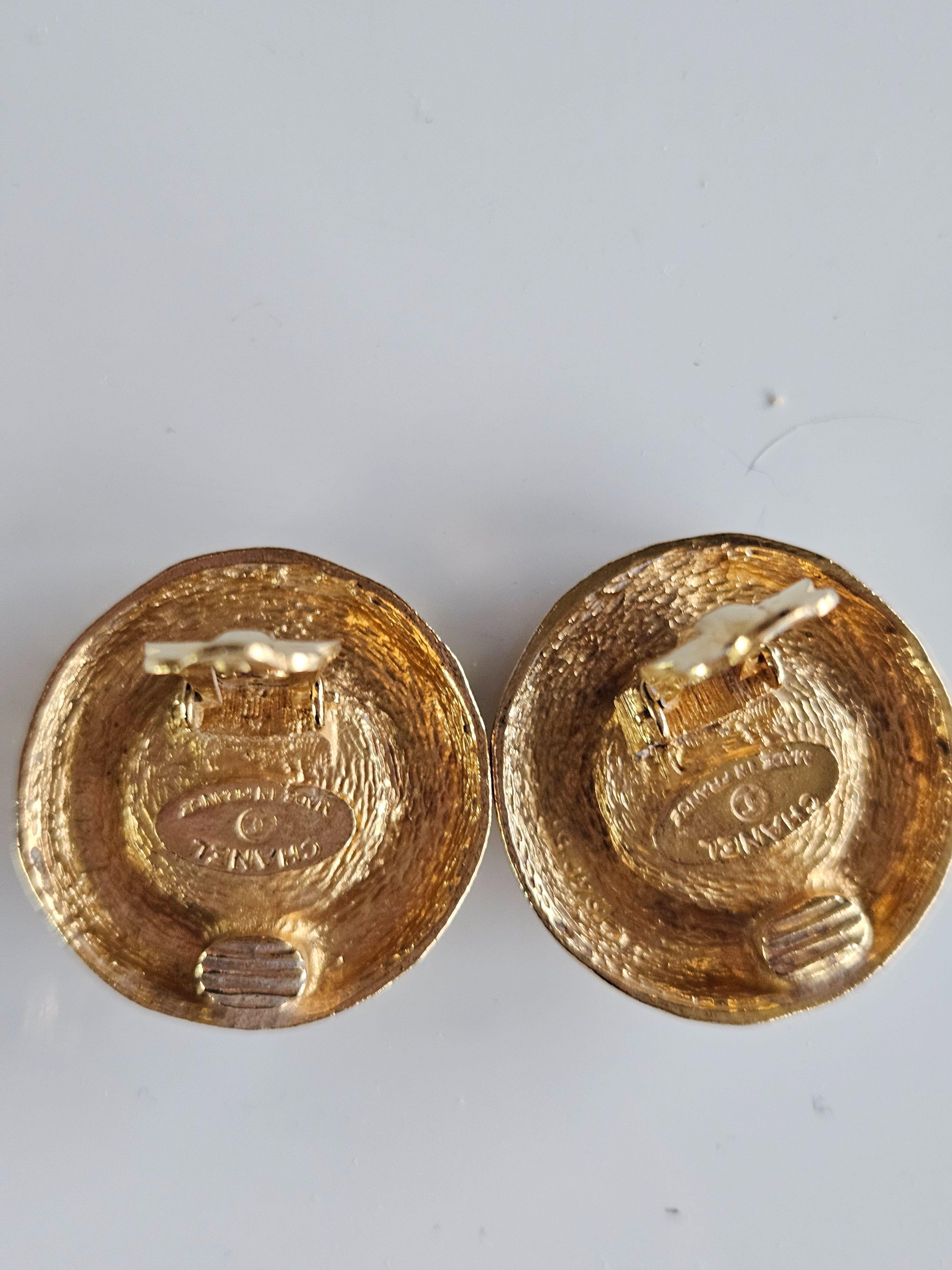 Chanel Vintage Cabochon Clip Earrings