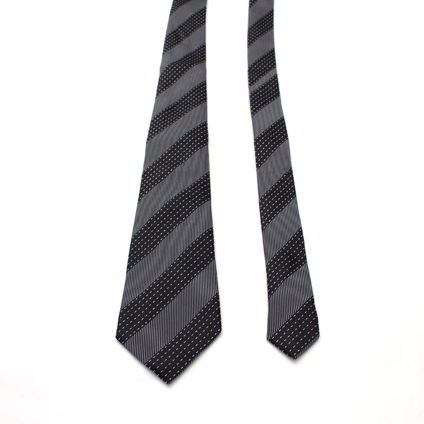 Simon Carter monochrome striped silk-jacquard tie