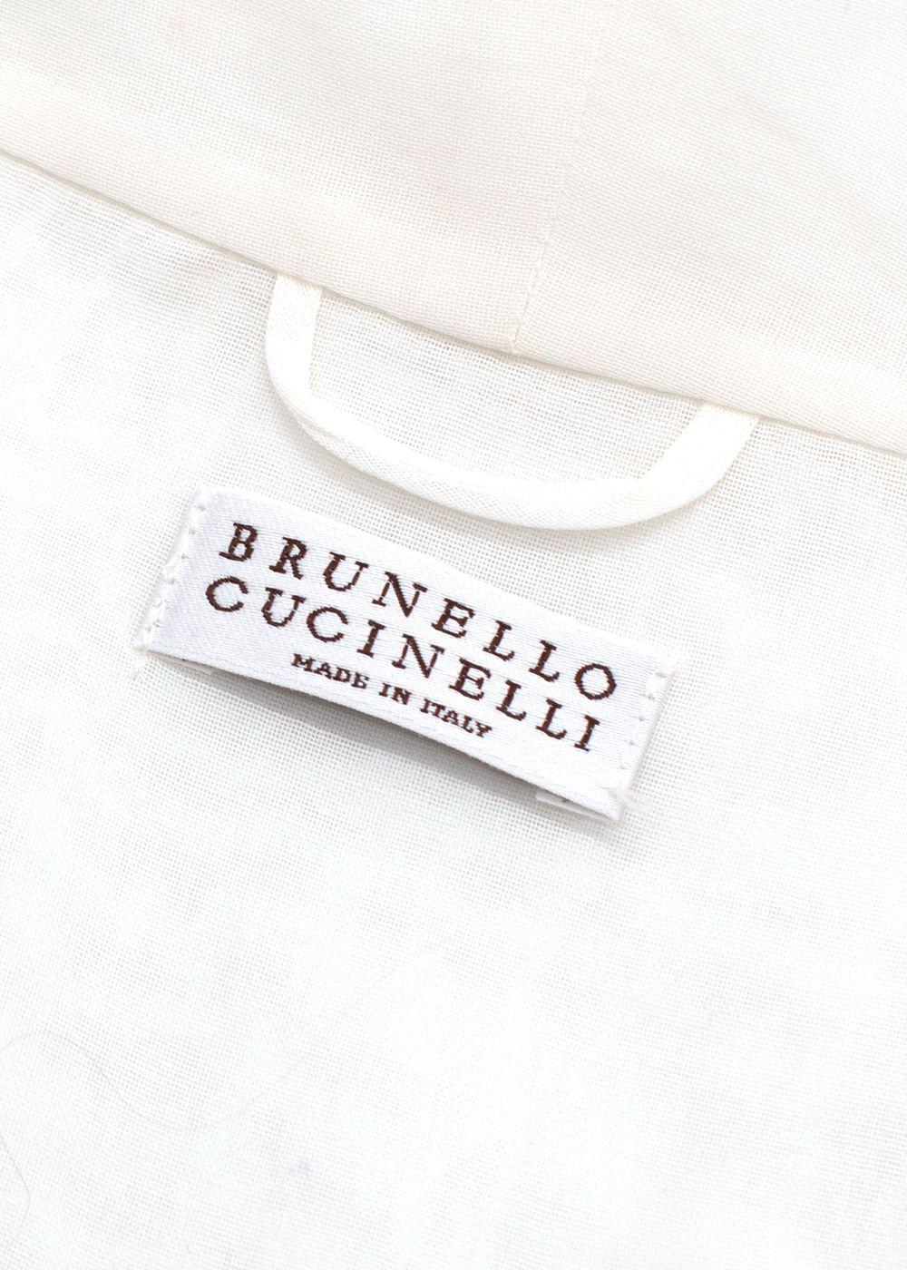 Brunello Cucinelli Ivory Sheer Embellished Gem Blouse