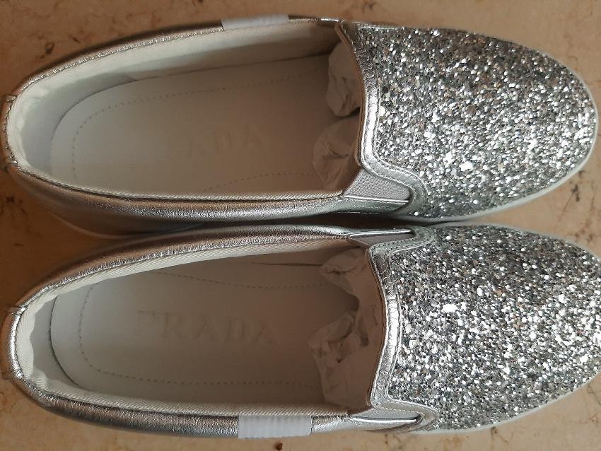 Metallic Silver Glitter Slip-On Sneakers