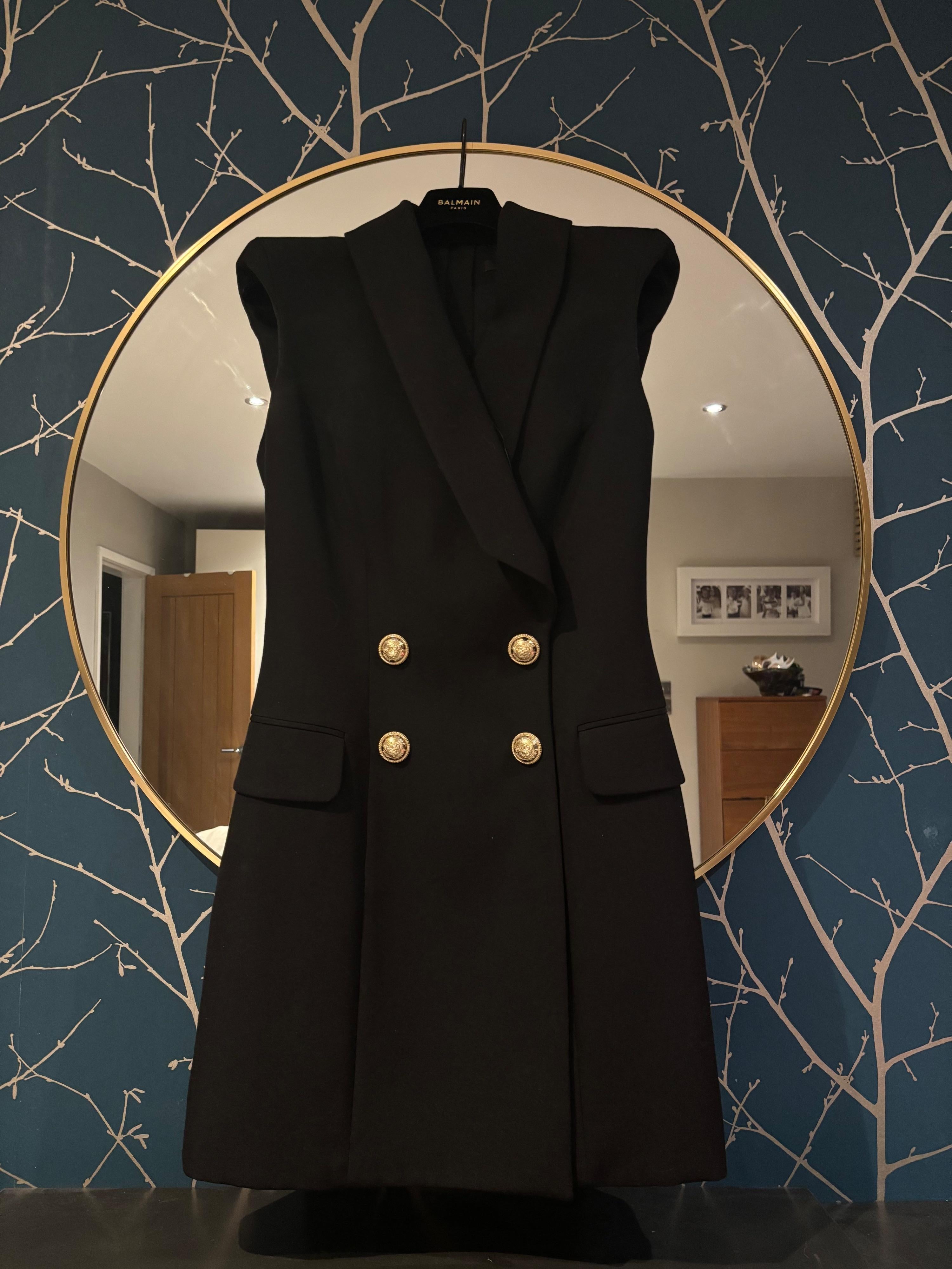 Balmain Black Sleeveless Blazer Dress