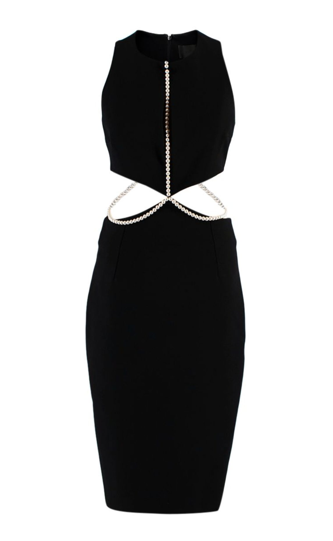 Faux Pearl Trimmed Cut-out Dress