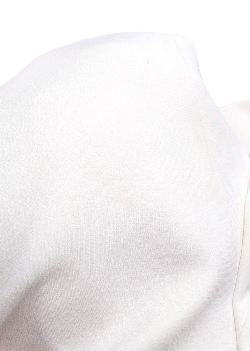 MaxMara White Blazer Dress With Fringe Trim Detail