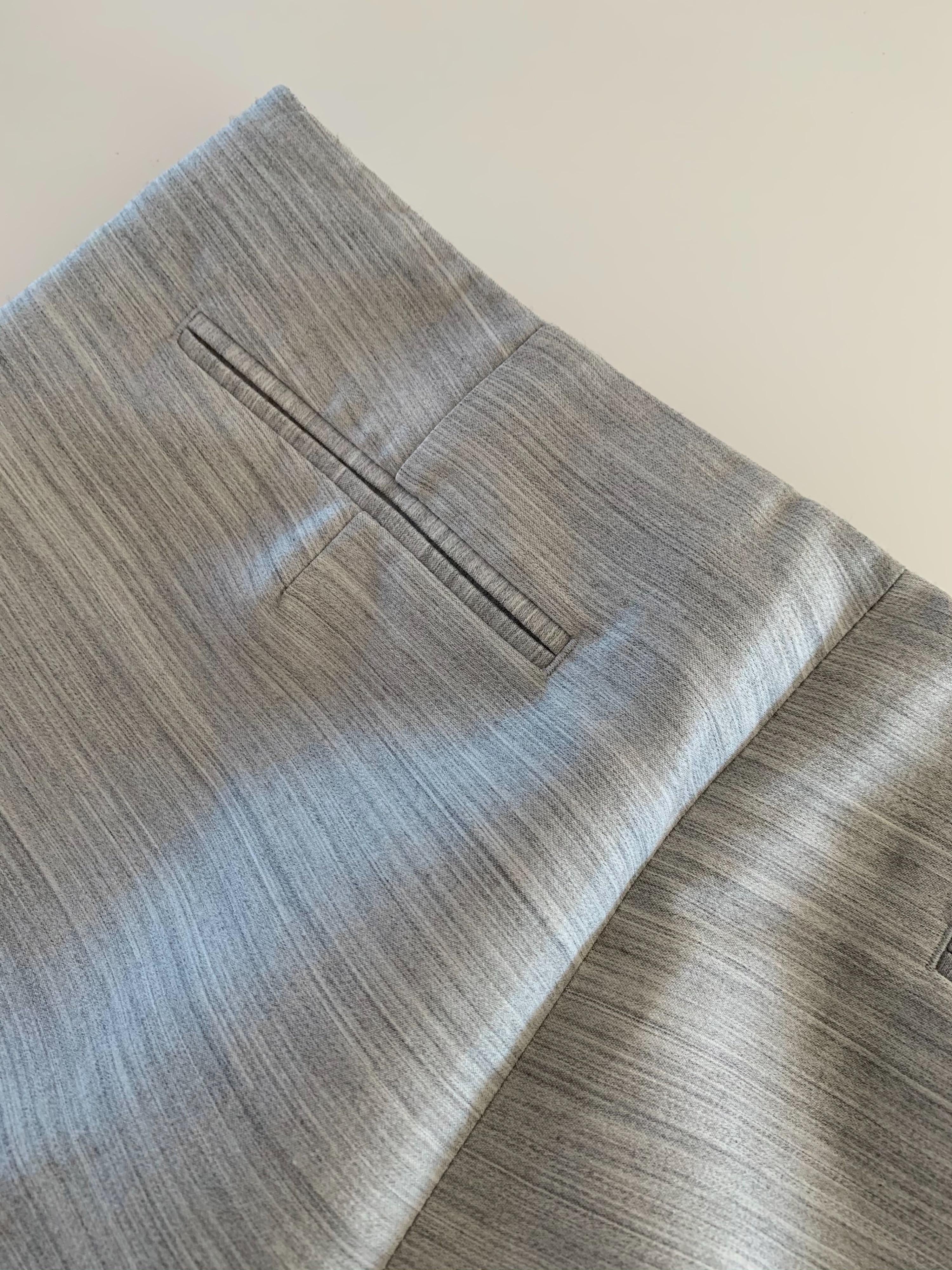 Grey Marl Wool Cropped Crease-Front Trousers