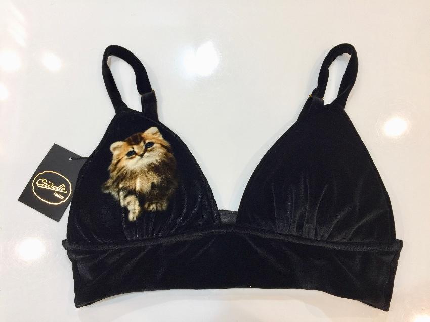 Cadolle Paris Couture Silk Velvet Divine Cats Set