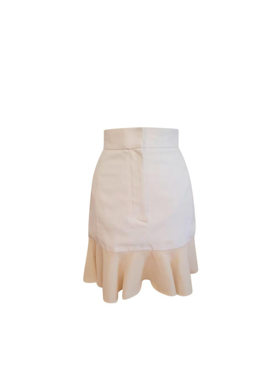 White & cream ruffle hem skirt