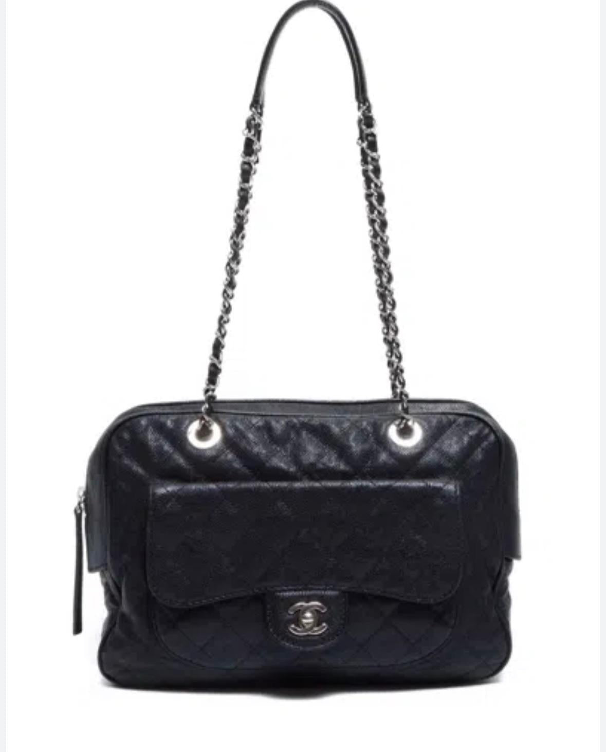 Chanel Black Caviar Leather Camera Bag