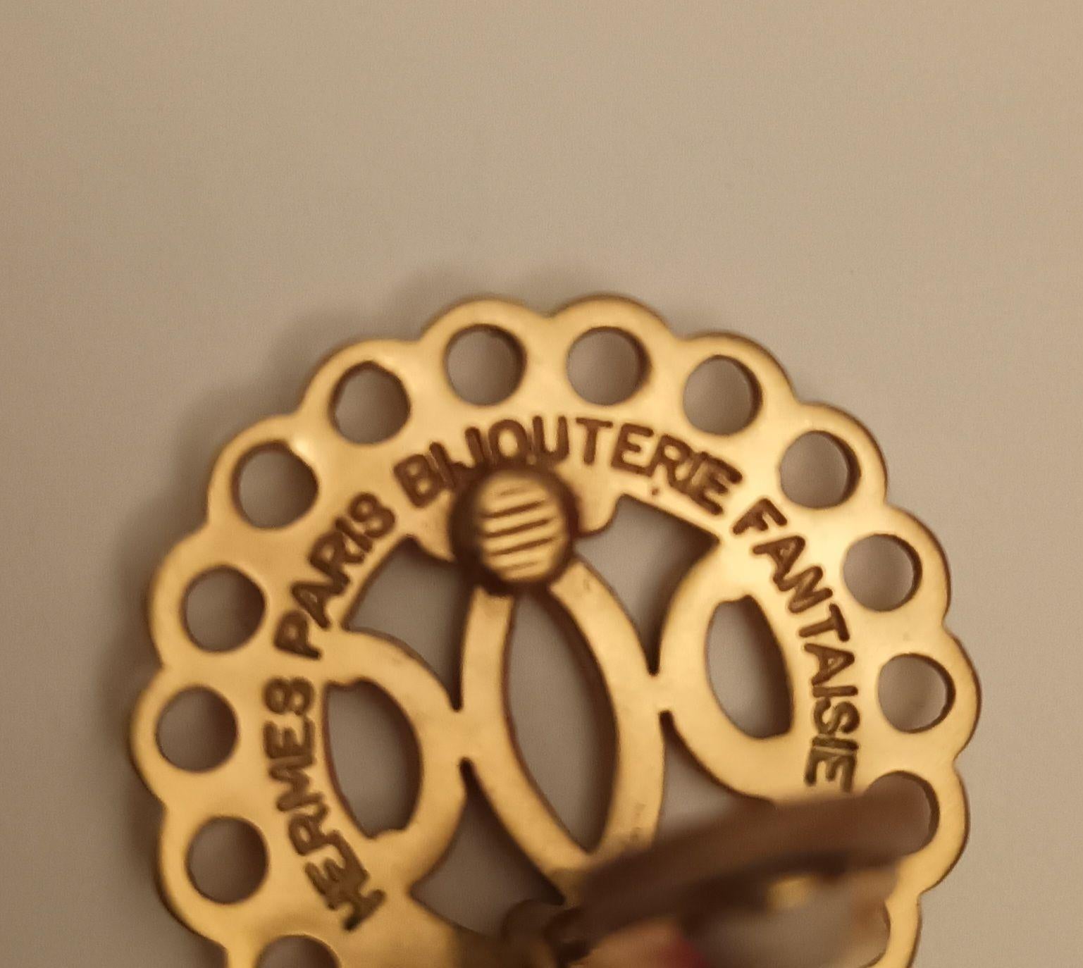 Hermes haba Gold plated Bijouterie Fantaisie round clip on earrings