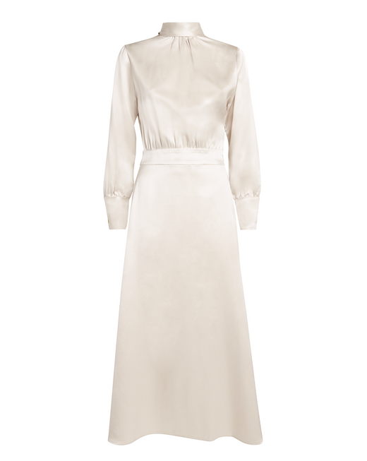 Colombo Beige Silk Midi Dress