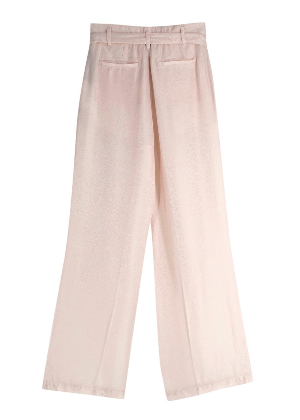 Pale pink hammered silk trousers