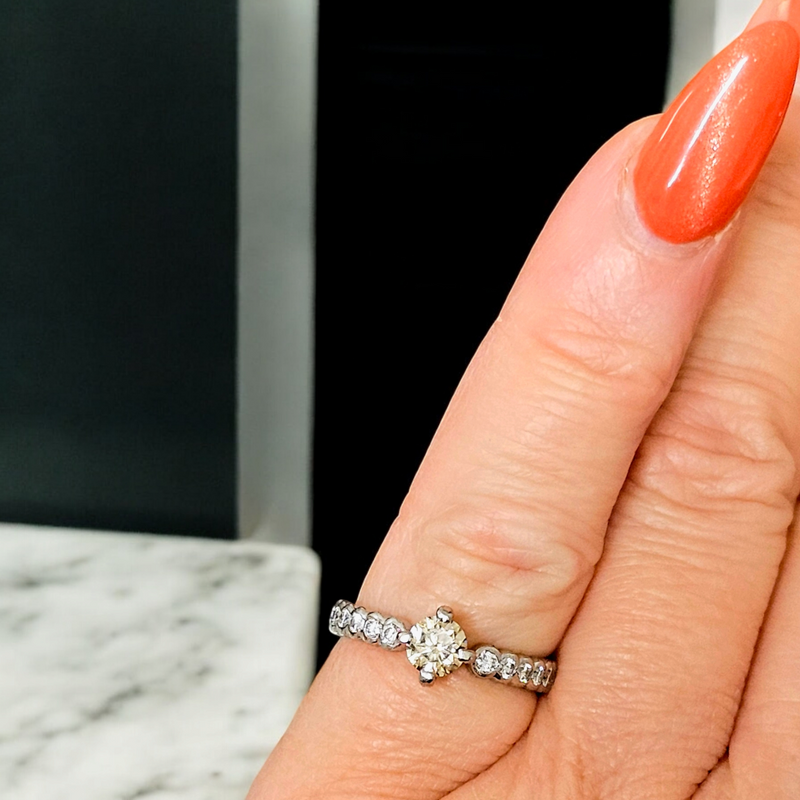 Bespoke Vintage Champagne Diamond Solitaire Ring