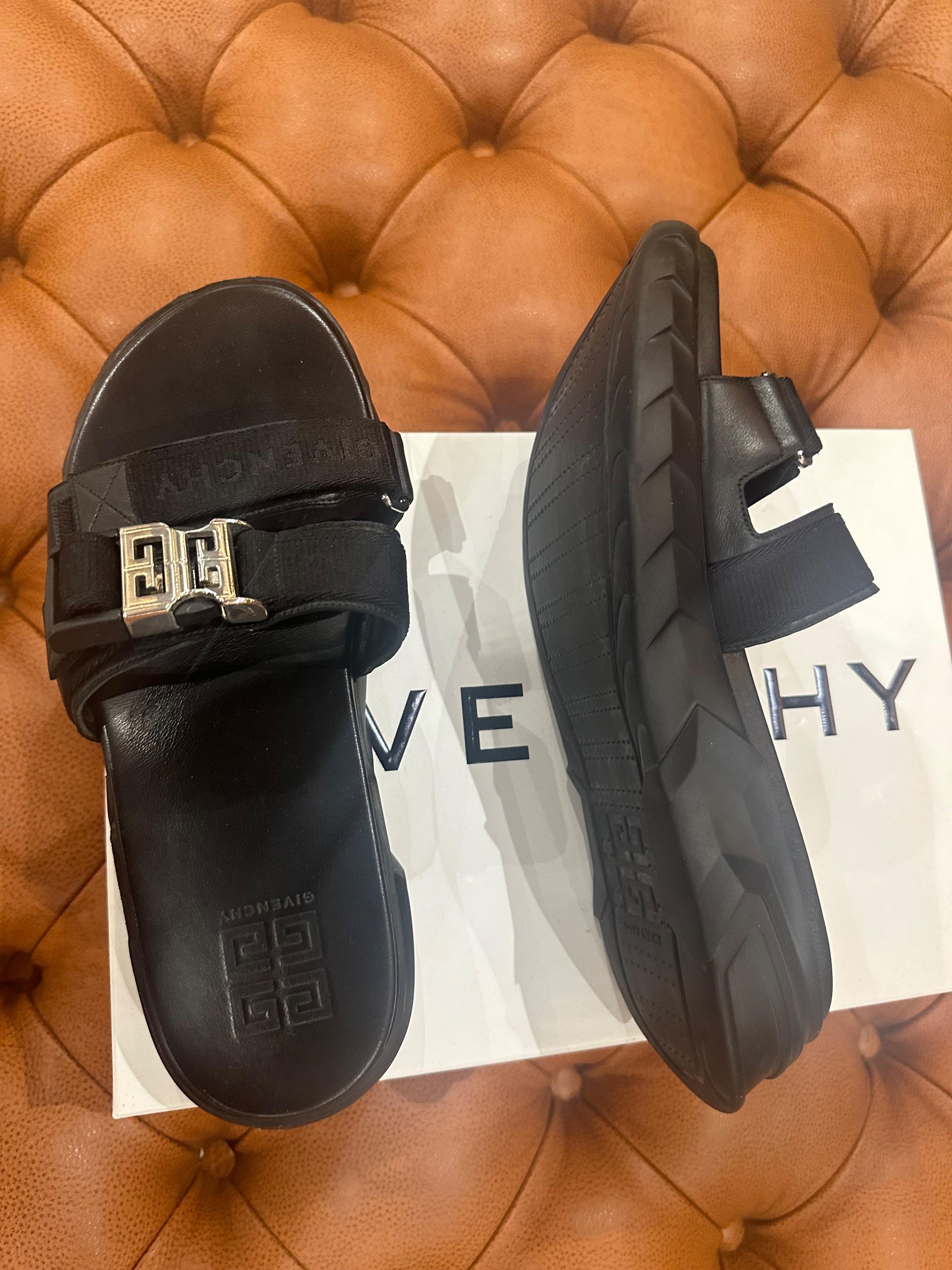 Givenchy Black Leather Marshmallow Sandals