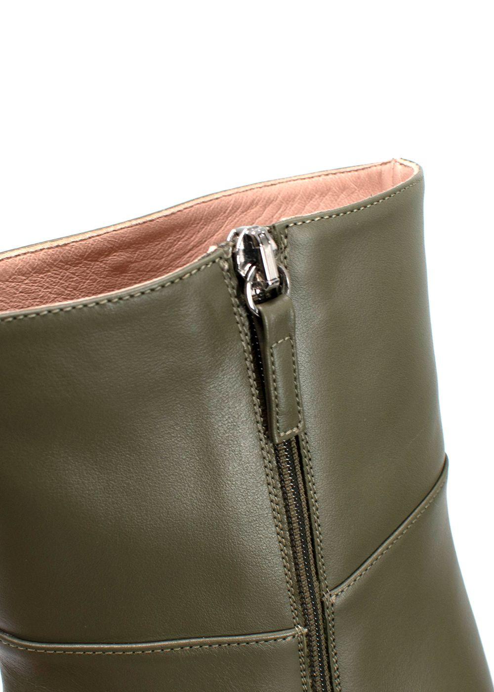 Ilio Smeraldo Olive Green Platform Leather Ankle Boots