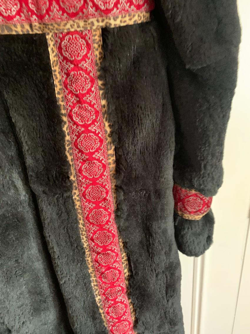 Galliano Black Embroidered Rabbit Fur Coat