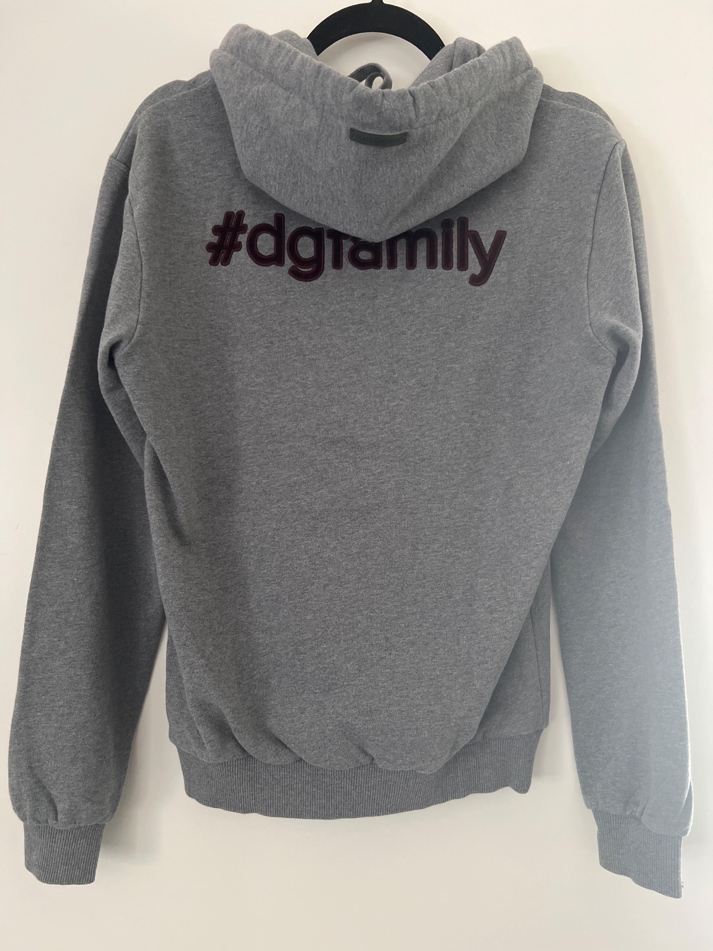 DG Family Embroidered Grey Cotton Hoodie