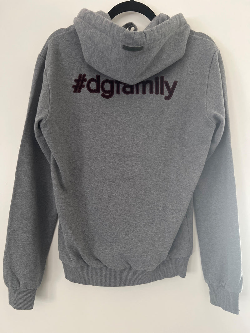 DG Family Embroidered Grey Cotton Hoodie