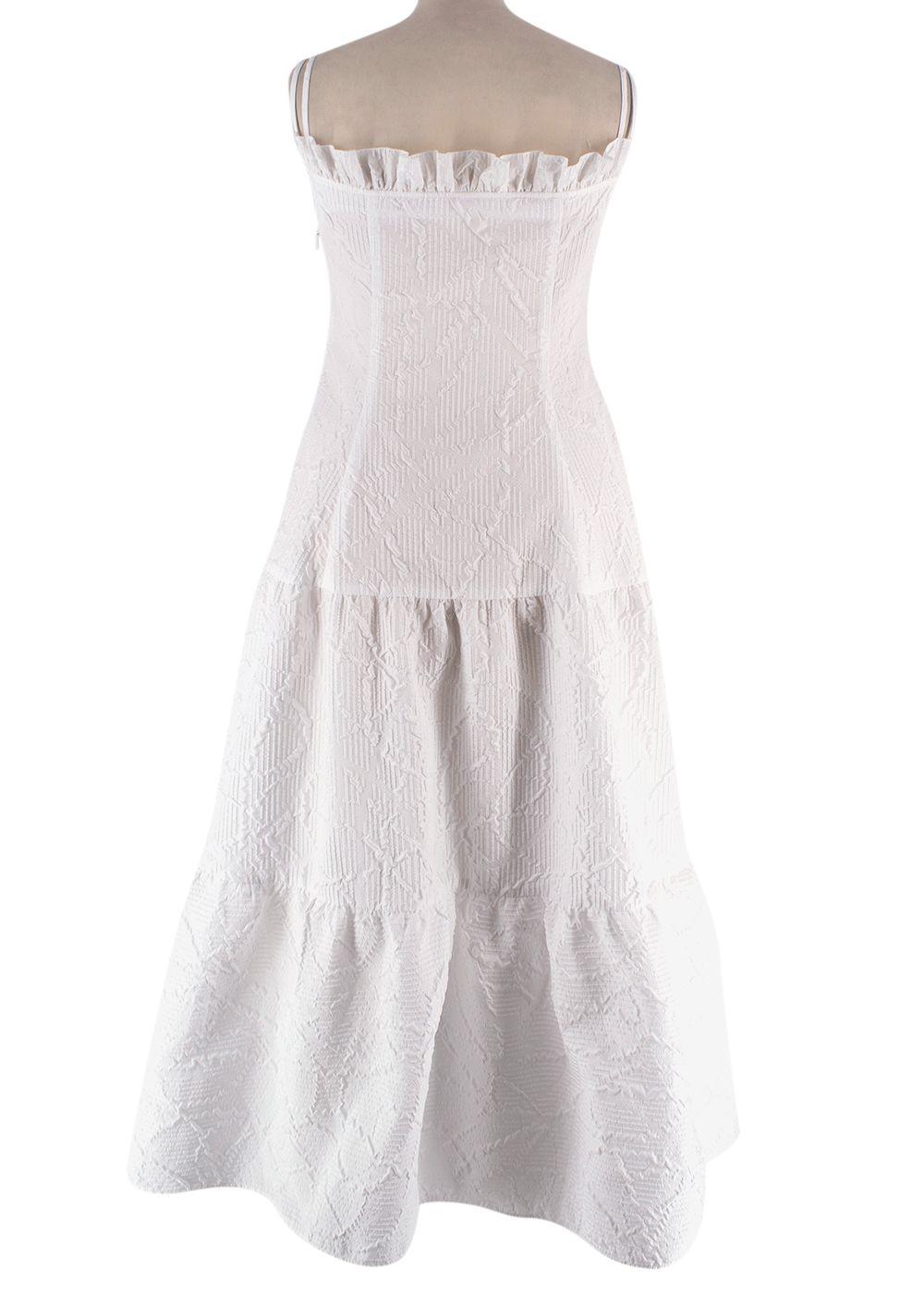 Adeam White Textured Geometric Maxi Dress