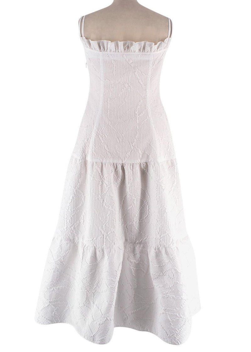Adeam White Textured Geometric Maxi Dress