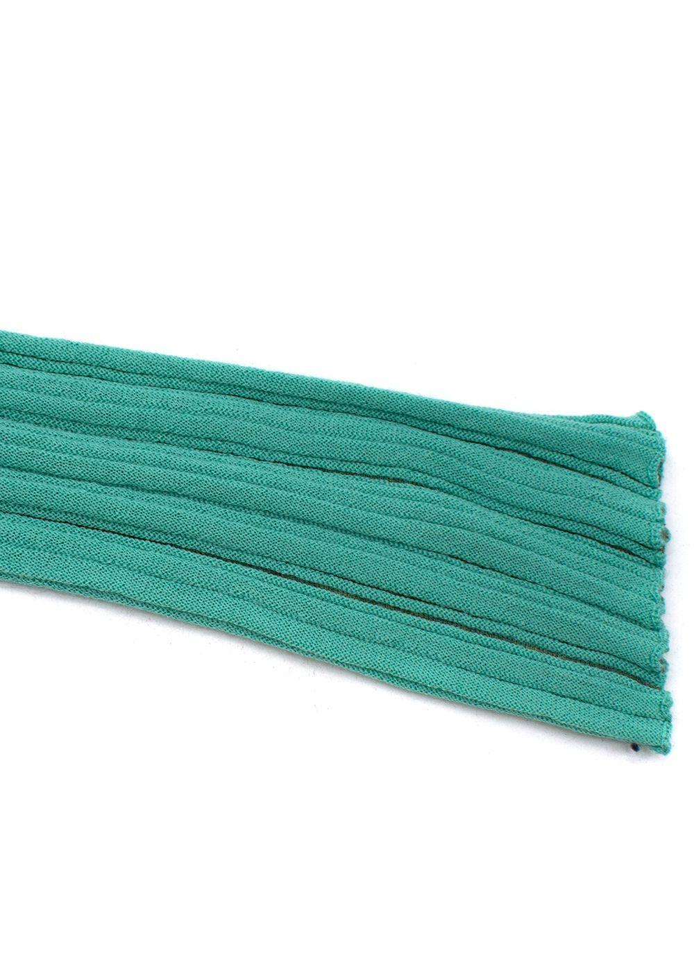 Green Ribbed Knit Cotton Long Sleeved Top