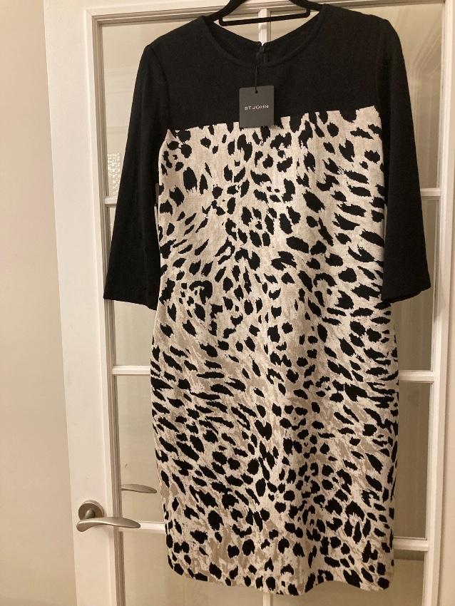 St. John Wool Blend Leopard Jersey Dress