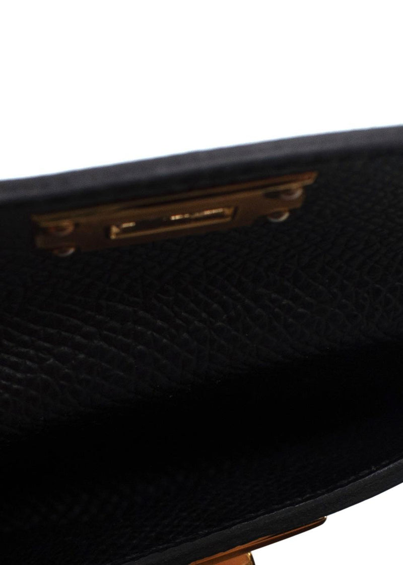 Hermes Black Kelly Pocket Bag Strap with Gold Hardware