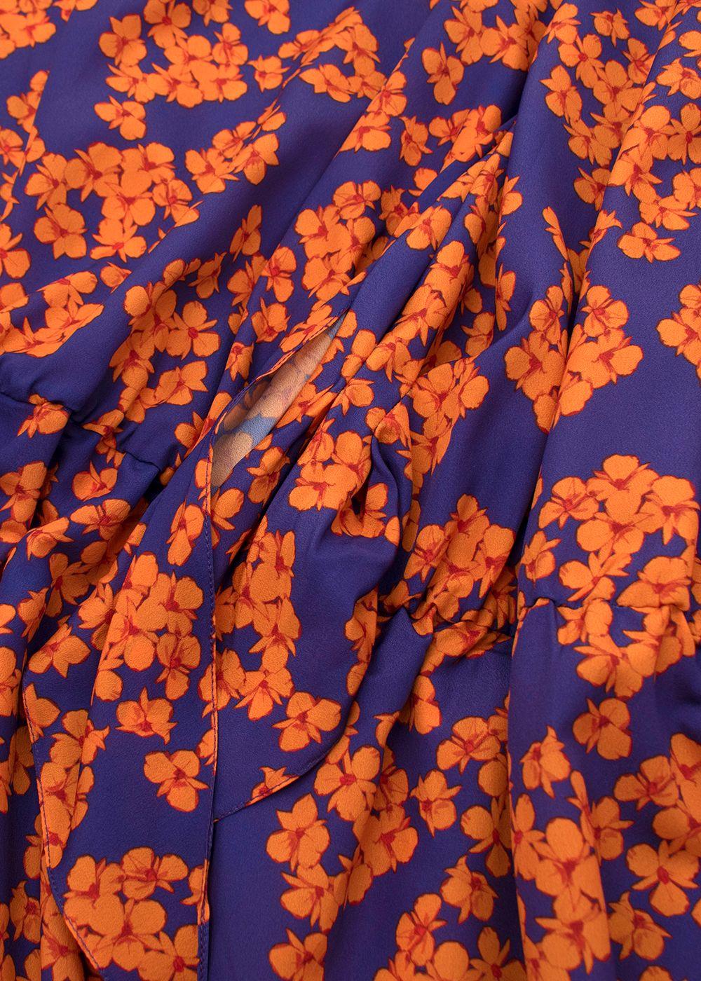 Orange and Purple Floral-print Dress