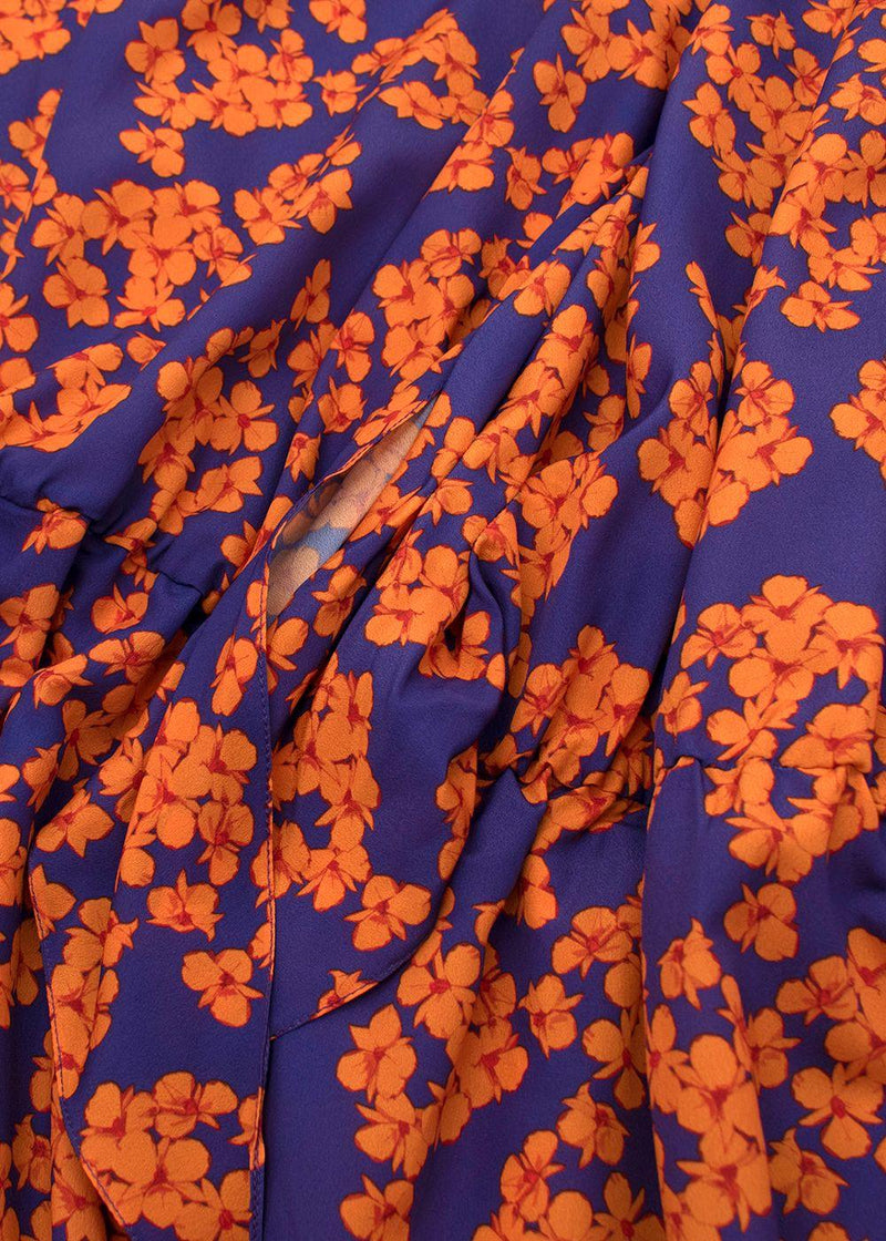 Orange and Purple Floral-print Dress
