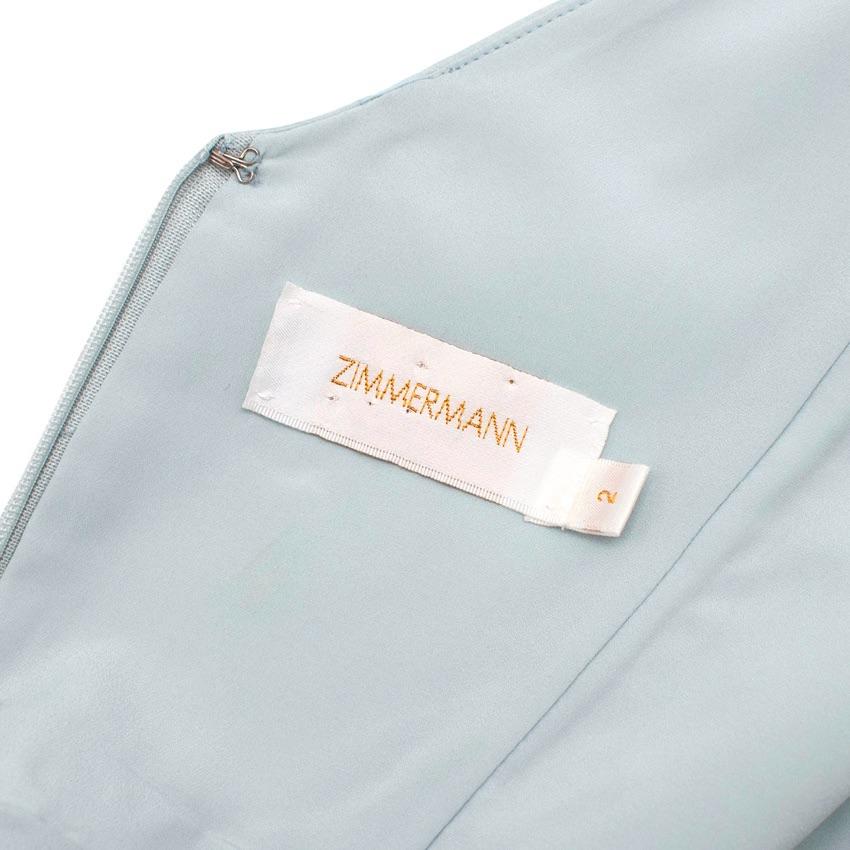 Blue Washed Silk Satin Cocktail Dress