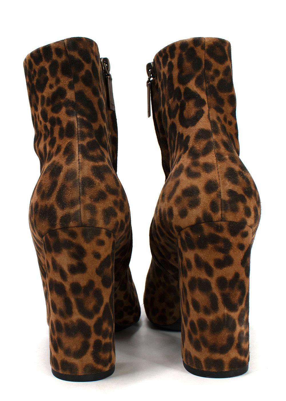 Saint Laurent Lou Leopard Print Ankle Boots