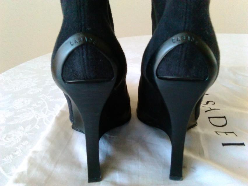 Casadei Suede & Leather Wedge Booties