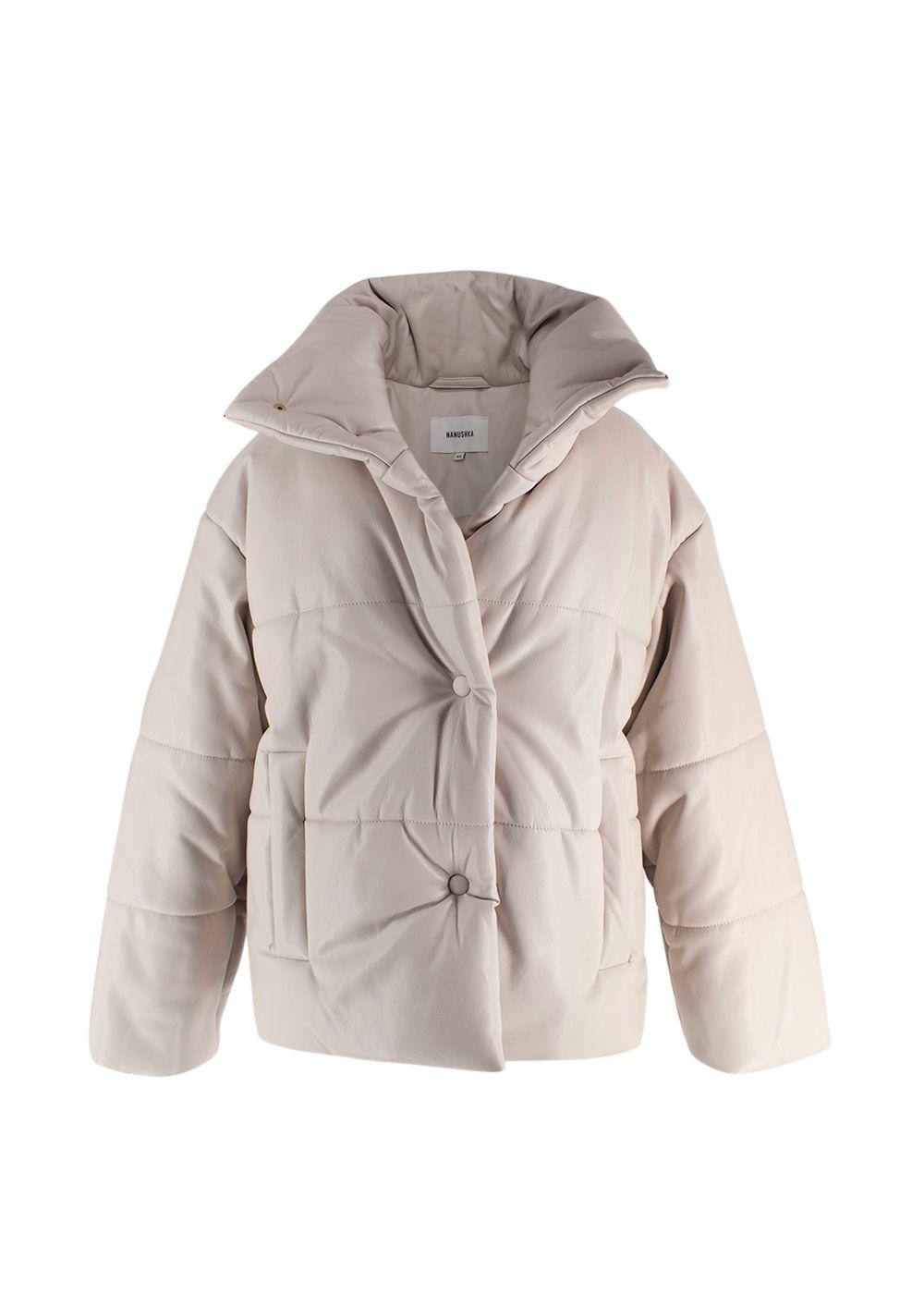 Nanushka Beige Hide Faux Leather Puffer Coat